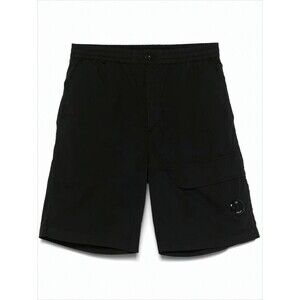 C.P. COMPANY Mid-Thigh Length Black Shorts with Buttoned Waistband